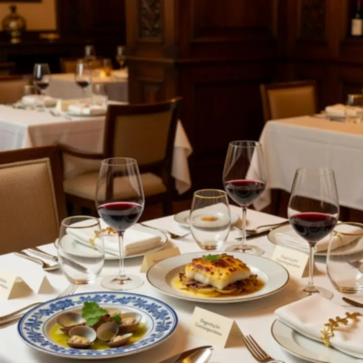 Pratos de degustação gourmet dispostos numa mesa elegante